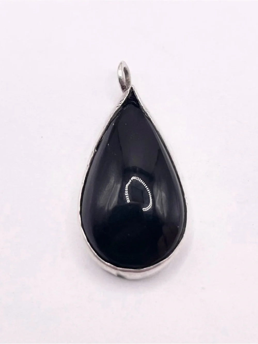 Black onyx Teardrop Sterling Silver Pendant